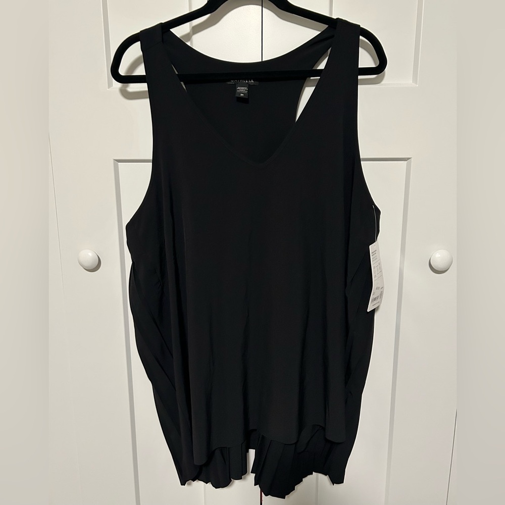 Athleta Black Swing Forward Pleated V-Neck Tank Top Size 2X
